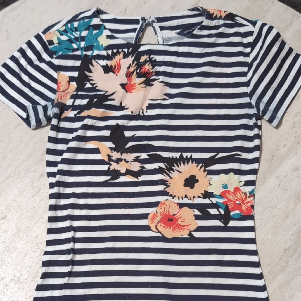 French Connection Blue and White Fitted Mini Dress